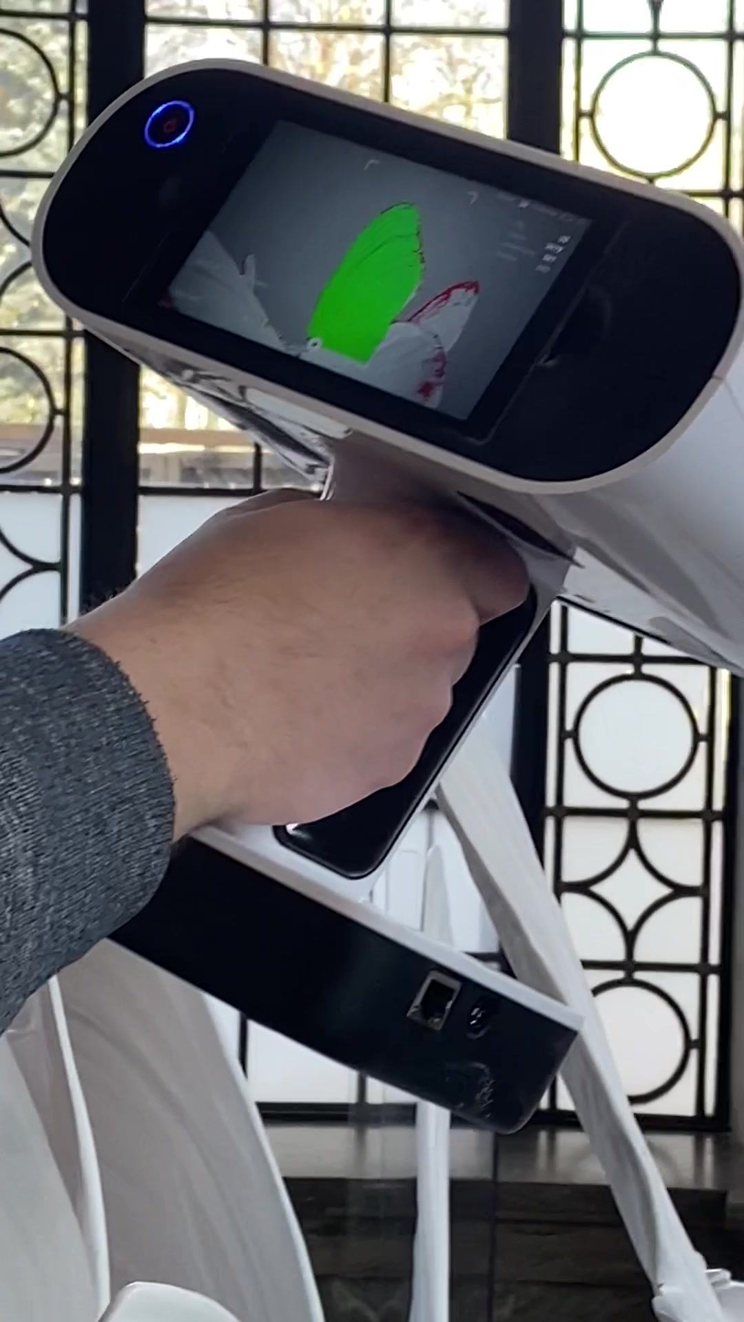 A scan building in real time on a scanner screen