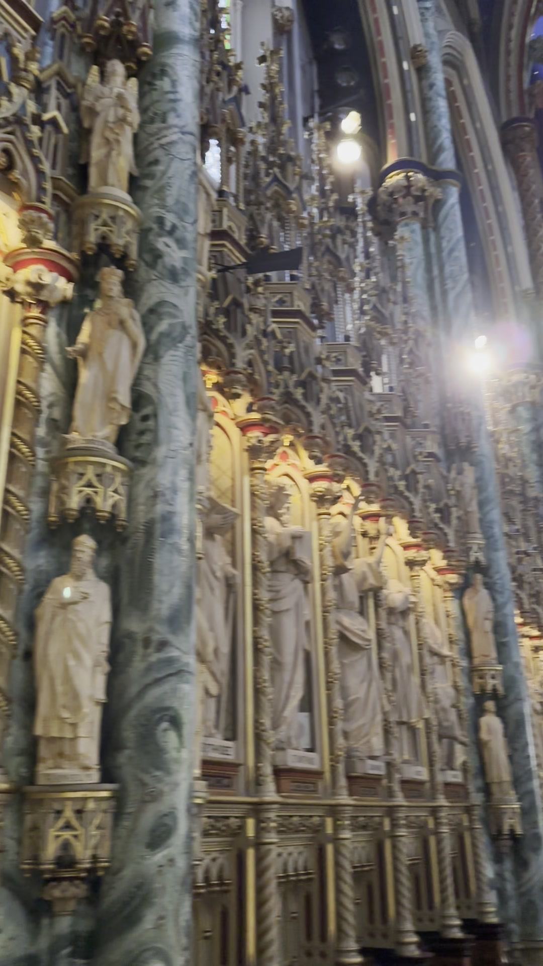 Carved statuary along the nave at Notre-Dame Cathedral Basilica, Ottawa