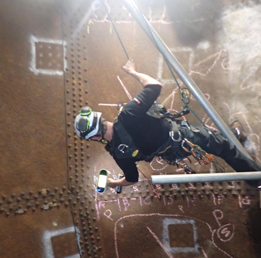 Rope access inside a penstock, Leo in hand