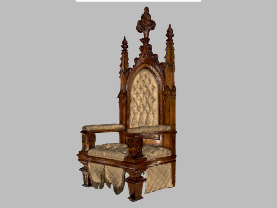 The carved gothic throne as a finished full colour scan