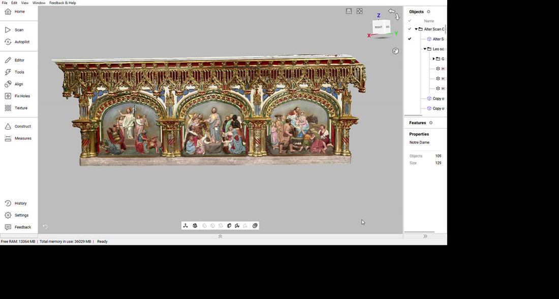 The Notre-Dame altar scan open in Artec Studio